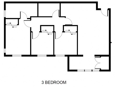 Floor plan for 3 beds, 2 baths, 1078 sqft